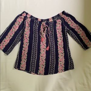 Southern Tide printed off shoulder 3/4 sleeve top